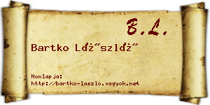 Bartko László névjegykártya